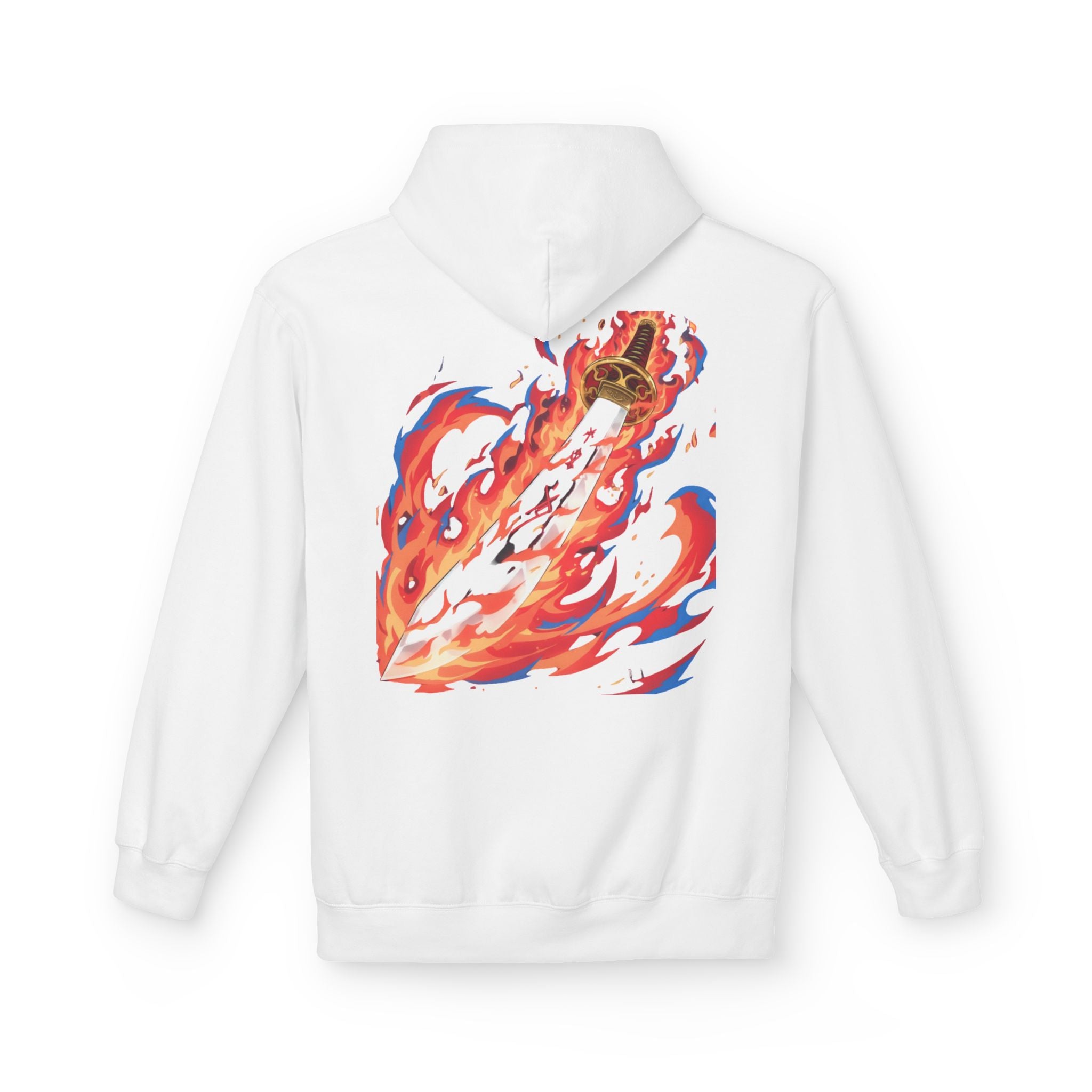 Flame Blade Anime Hoodie – Fiery Sword Graphic Streetwear