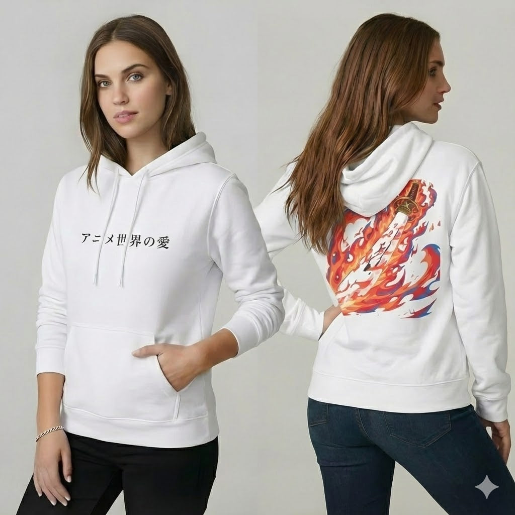 Flame Blade Anime Hoodie – Fiery Sword Graphic Streetwear