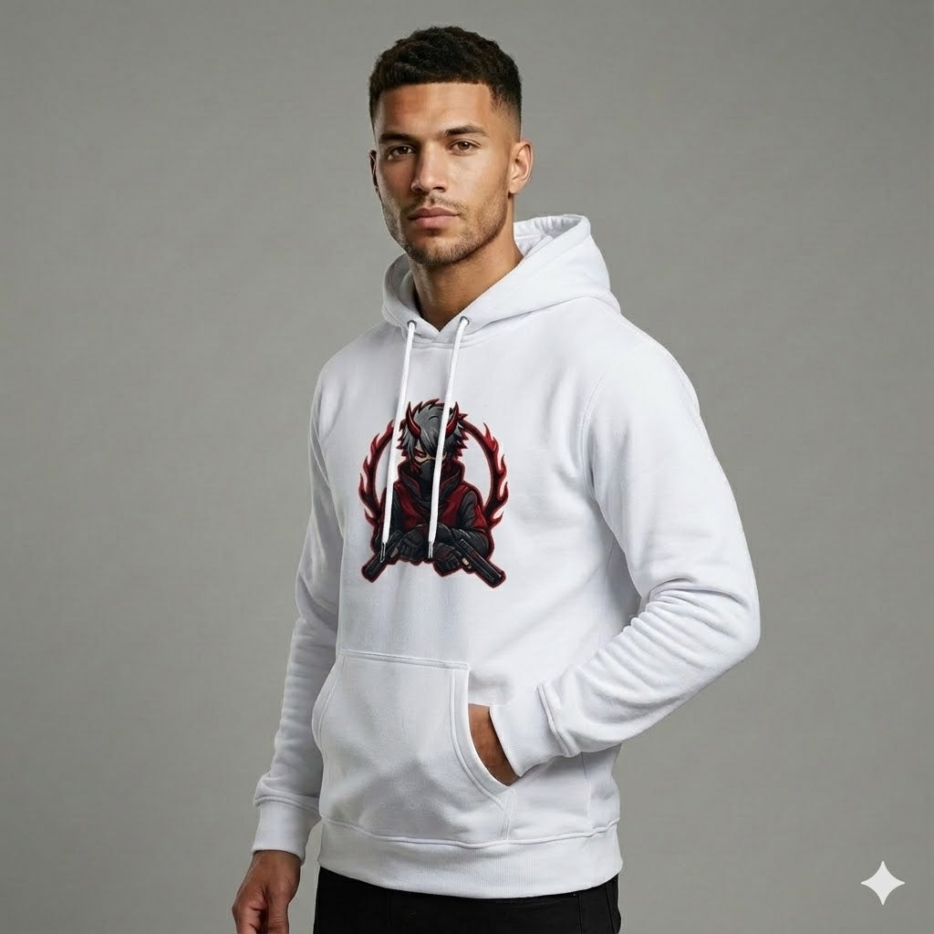 Hoodie — Demon Flame Kanji Graphic Pullover