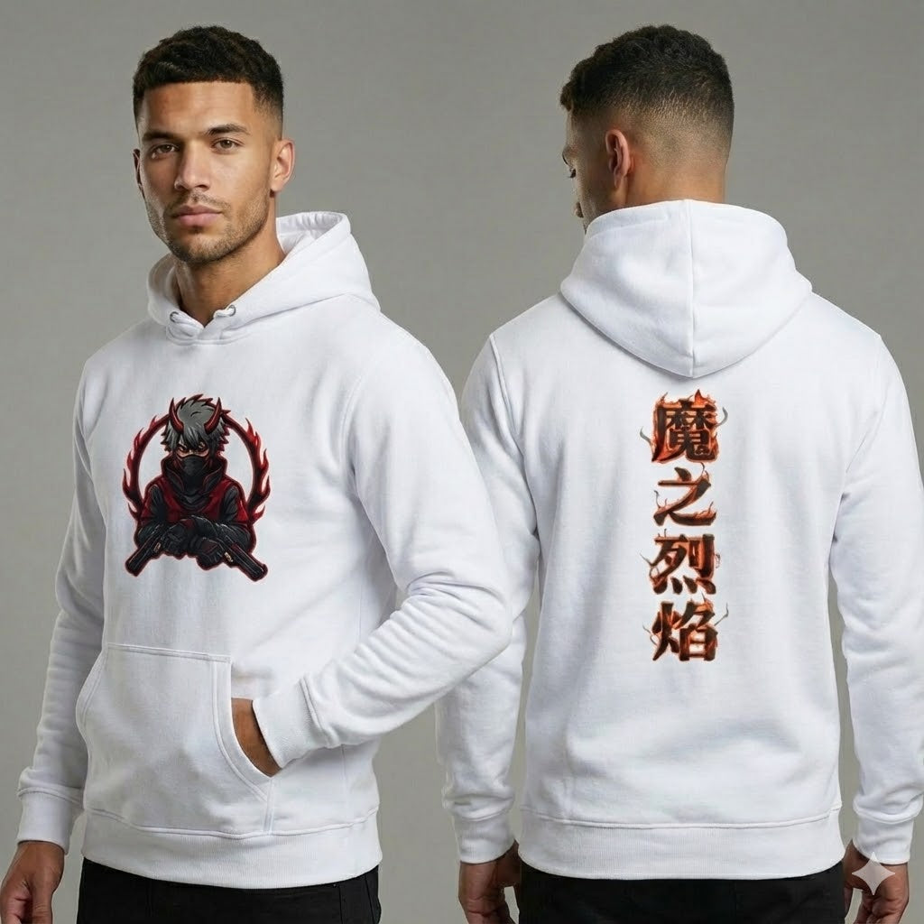 Hoodie — Demon Flame Kanji Graphic Pullover