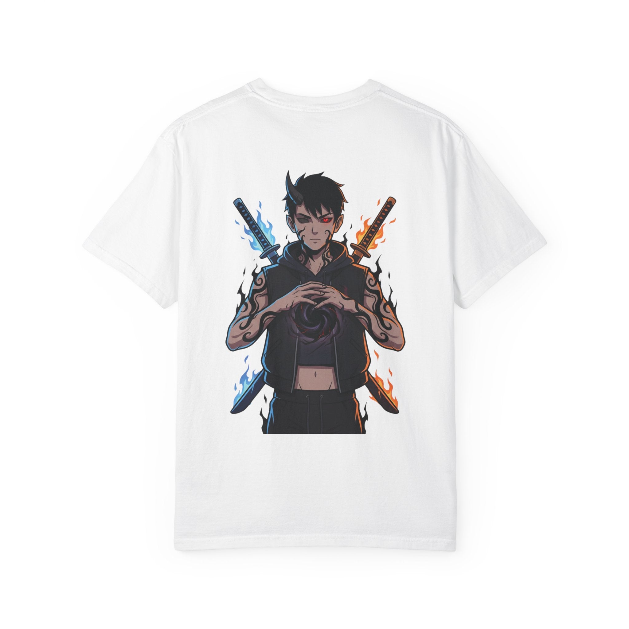 Flame Dual-Sword Anime Tee — 魔之烈焰 Graphic T-Shirt